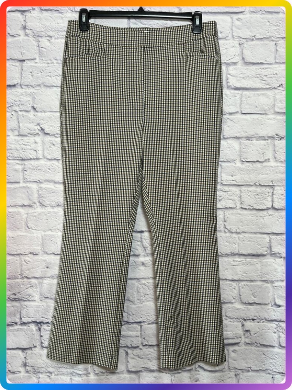 Anthropologie Maeve Gingham Kick Flare Ankle Pants SIZE 14 Brown Plaid NWOT